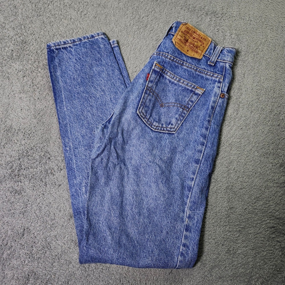 Levi's Womens 3L 550 Relaxed Fit Tapered Jeans Acid Wash Blue Made in USA 90s